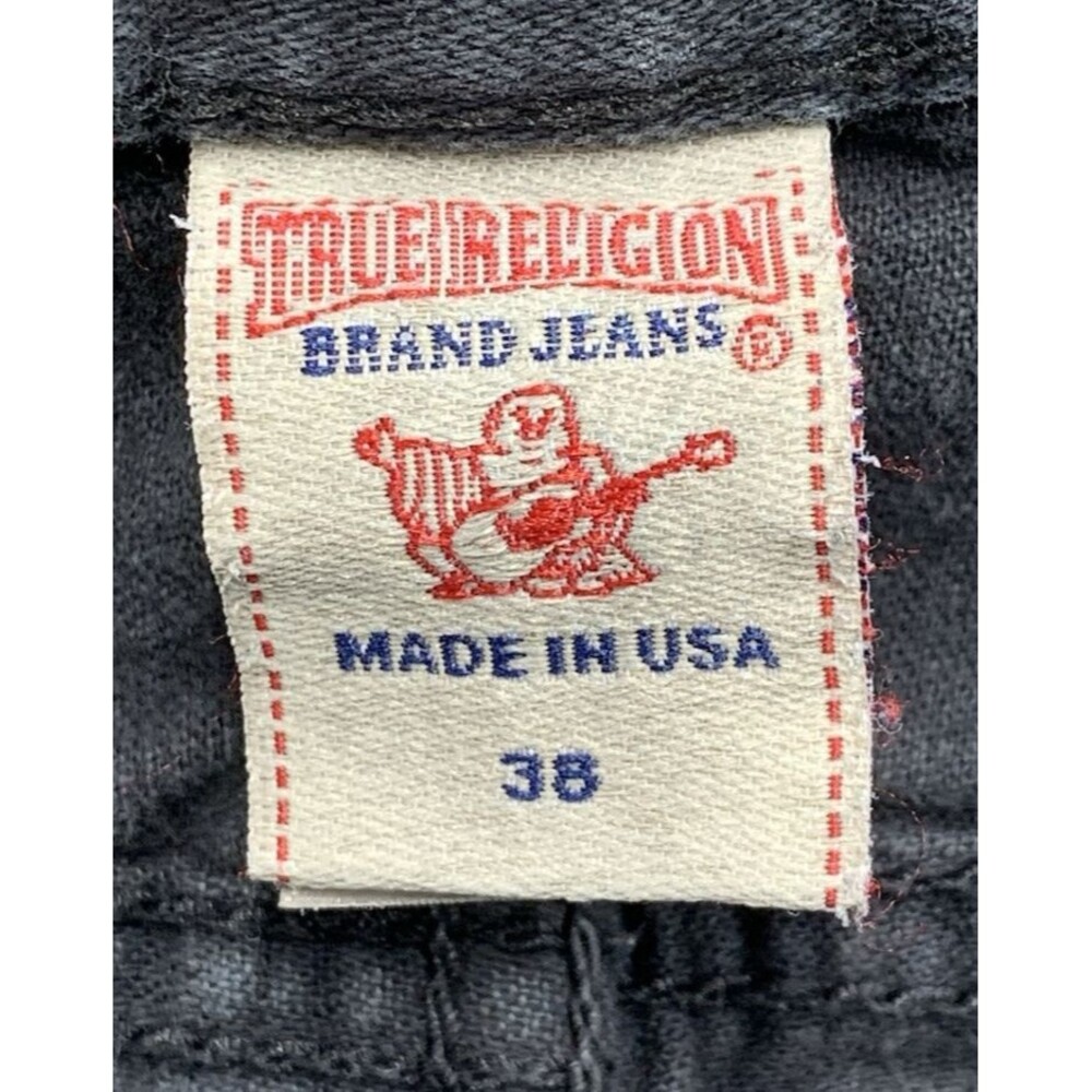 True Religion Mens Ricky Denim Jeans Flaps 249-063034 Black Made In USA 38X32 - Picture 4 of 16